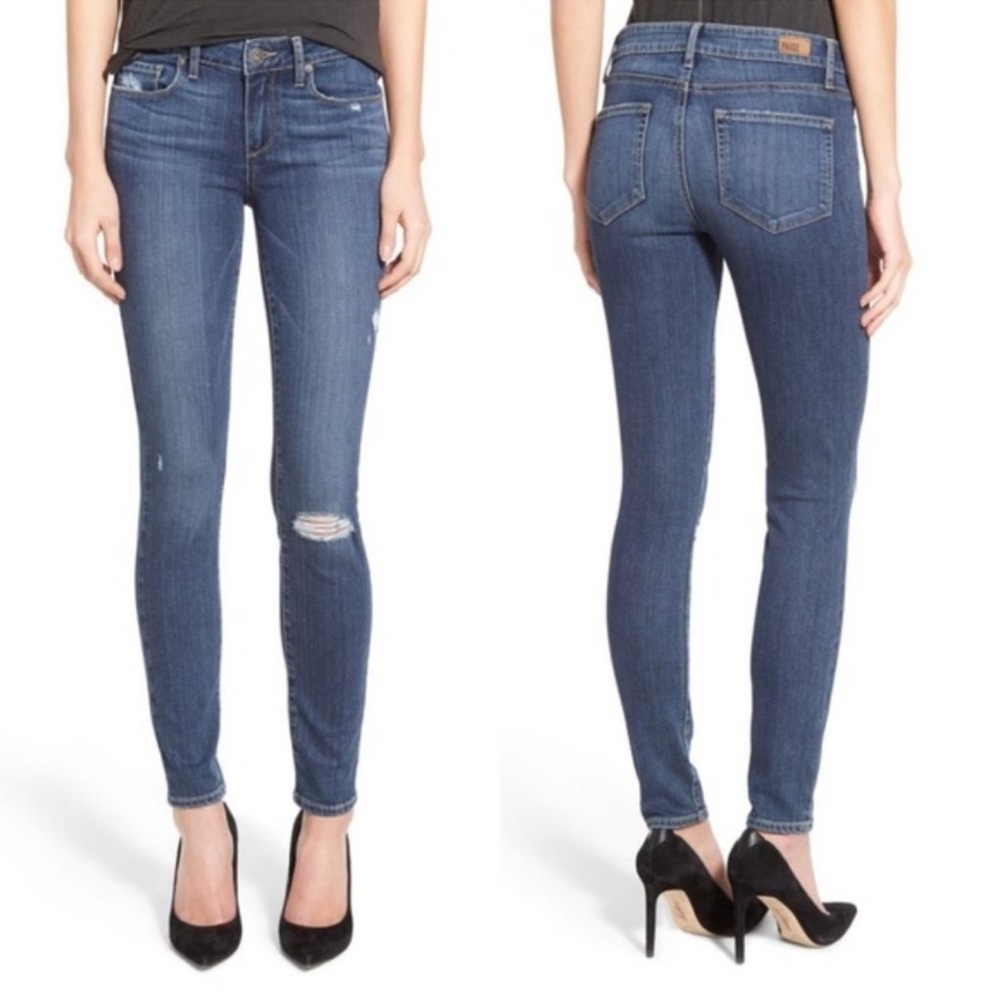 PAIGE Verdugo Ultra Skinny Distressed Blue Silas Jeans